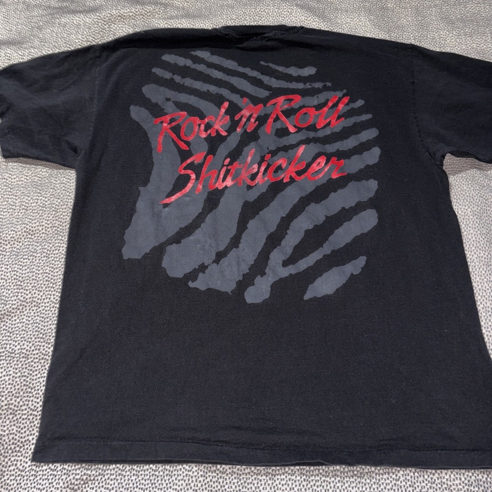 1990's Ted Nugent rock n roll shxt kicker Coyote XL T-Shirt Black Short Sleeve